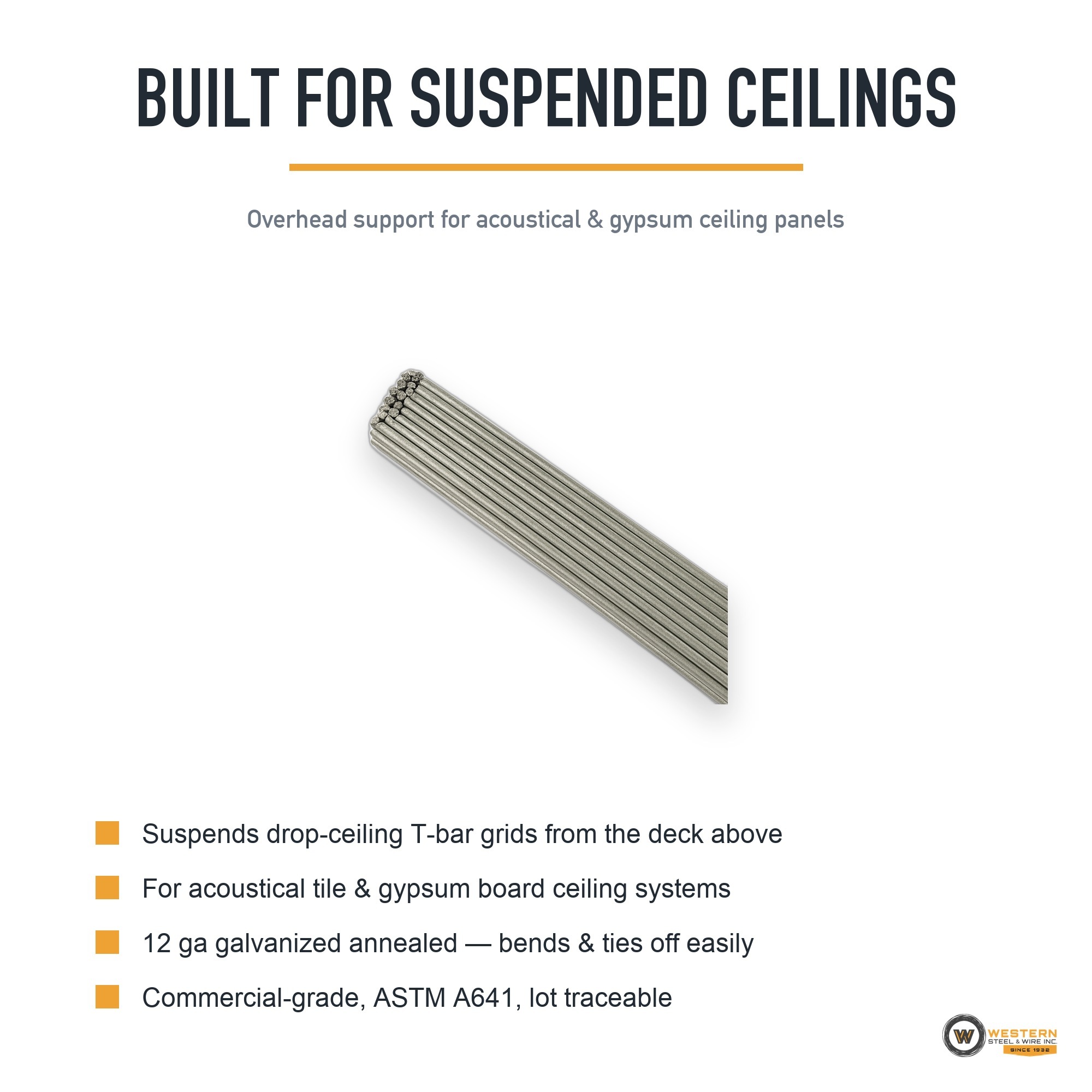 Western Steel & Wire #12 Acoustical Ceiling Hanger Wire, 100/Bundle, 12 ft - Image 6